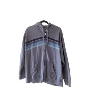 Hollister Grey Striped Unisex Hoodie‎ Size Medium Light Fading